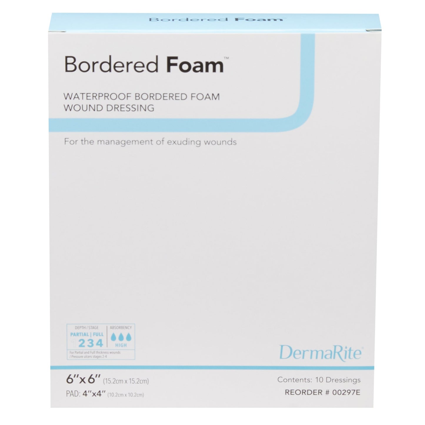BorderedFoam® Foam Dressing 6 X 6 Inch With Border Waterproof Backing Nonacrylic Adhesive Square Sterile (773141_EA)