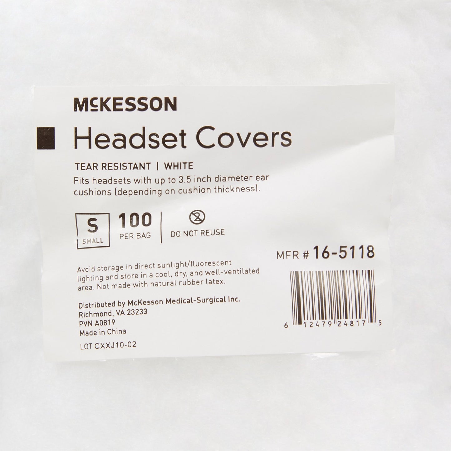 McKesson Sanitary Headset Cover Small For Earmuff of Most Headphones (1162212_BG)