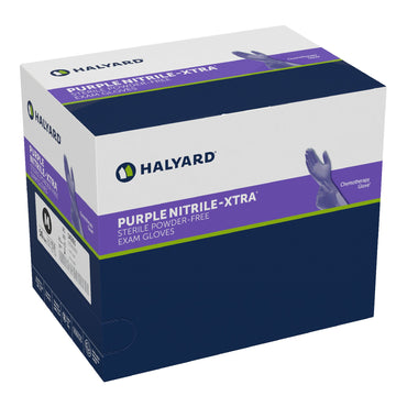 Purple Nitrile-Xtra™ Exam Glove Medium Sterile Pair Nitrile Extended Cuff Length Textured Fingertips Purple Chemo Tested (1042398_CS)