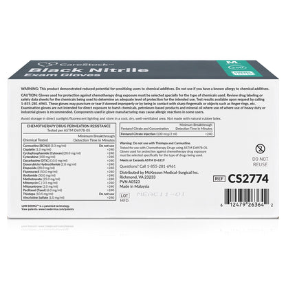 CareStock™ Exam Glove Medium NonSterile Nitrile Standard Cuff Length Fully Textured Black Not Rated (1230893_BX)