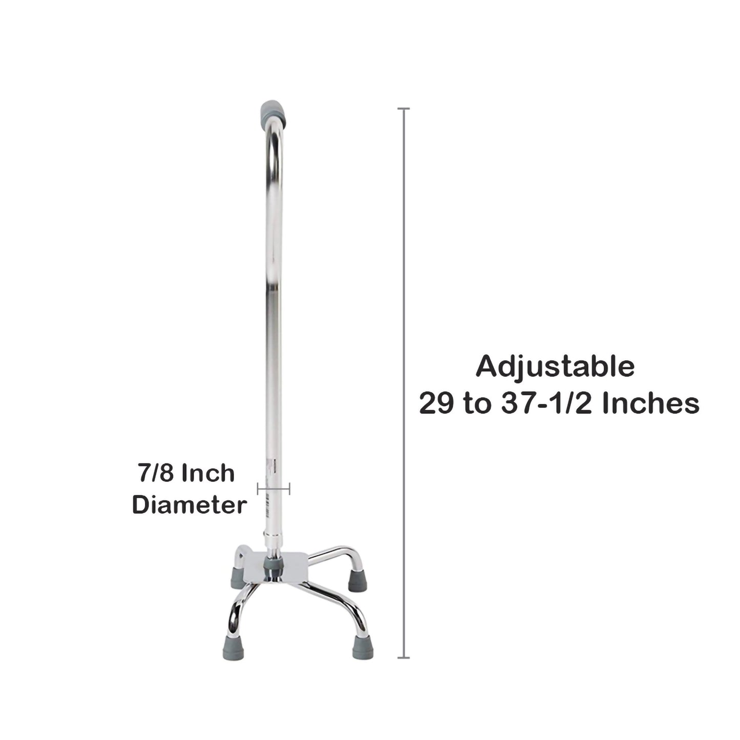 McKesson Large Base Quad Cane Steel 29 to 37-1/2 Inch Height Chrome (1065218_CS)