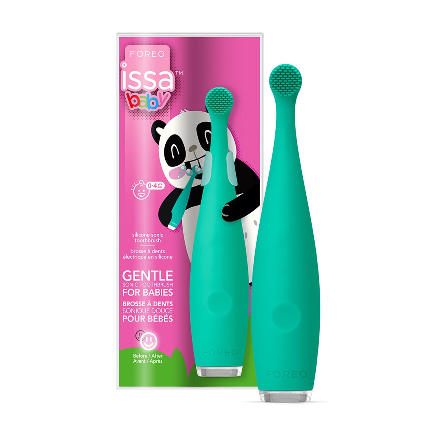 ISSA™ baby Sonic Toothbrush Kiwi Green Panda Ages Birth to 4 Years Silicone (1252886_EA)