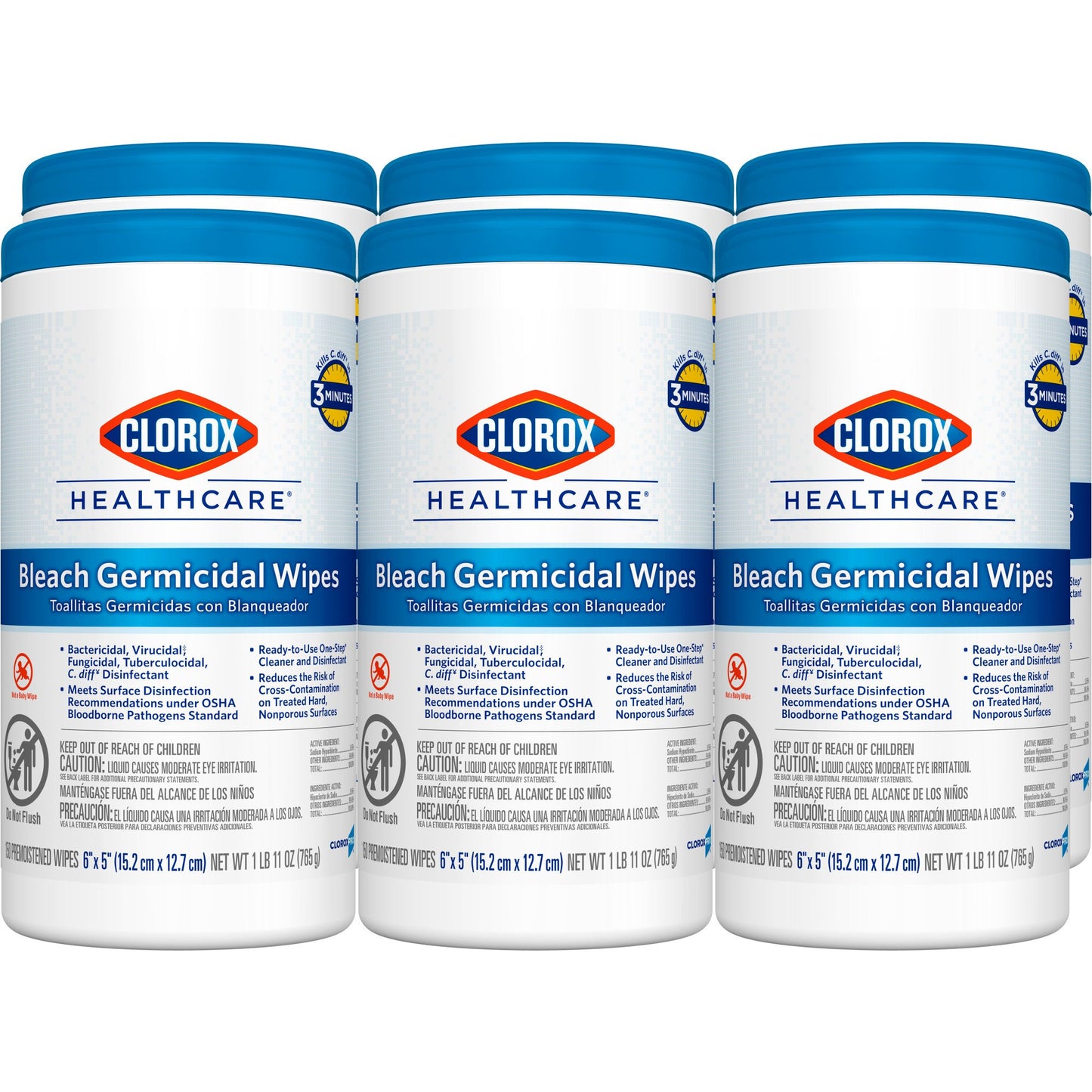 Clorox Healthcare® Surface Disinfectant Cleaner Premoistened Bleach Germicidal Manual Pull Wipe 150 Count Canister Floral Scent NonSterile (726380_CS)