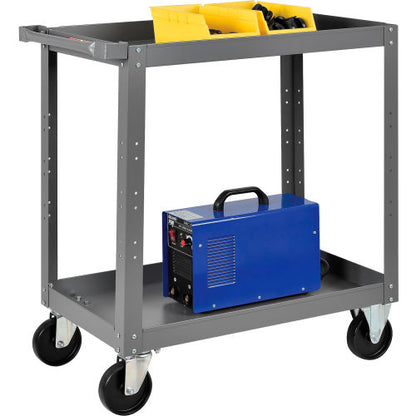 Global Industrial Steel Stock Cart w/2 Shelves, 800 lb. Capacity, 30"L x 18"W x 36"H (WB988847)