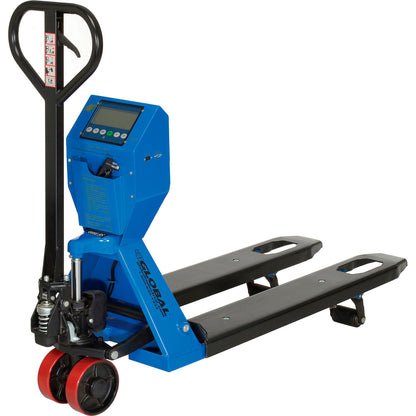 Global Industrial Low-Profile Manual Pallet Jack Scale Truck, 5000 lb. Cap., 22"W x 48"L Forks (WB988941)