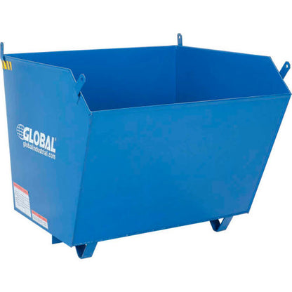 Global Industrial Low-Profile Self-Dumping Forklift Hopper,1 Cu. Yd.,6000 Lbs. Cap.,Blue/Black (WB989029)