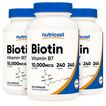 nutricost® Dietary Supplement Biotin 10 mg Strength Capsule 240 Per Bottle (1270255_BT)