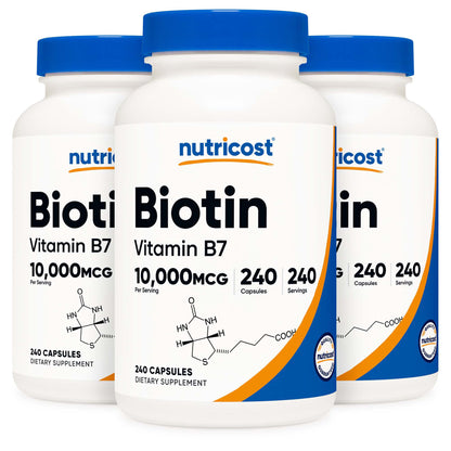 nutricost® Dietary Supplement Biotin 10 mg Strength Capsule 240 Per Bottle (1270255_BT)