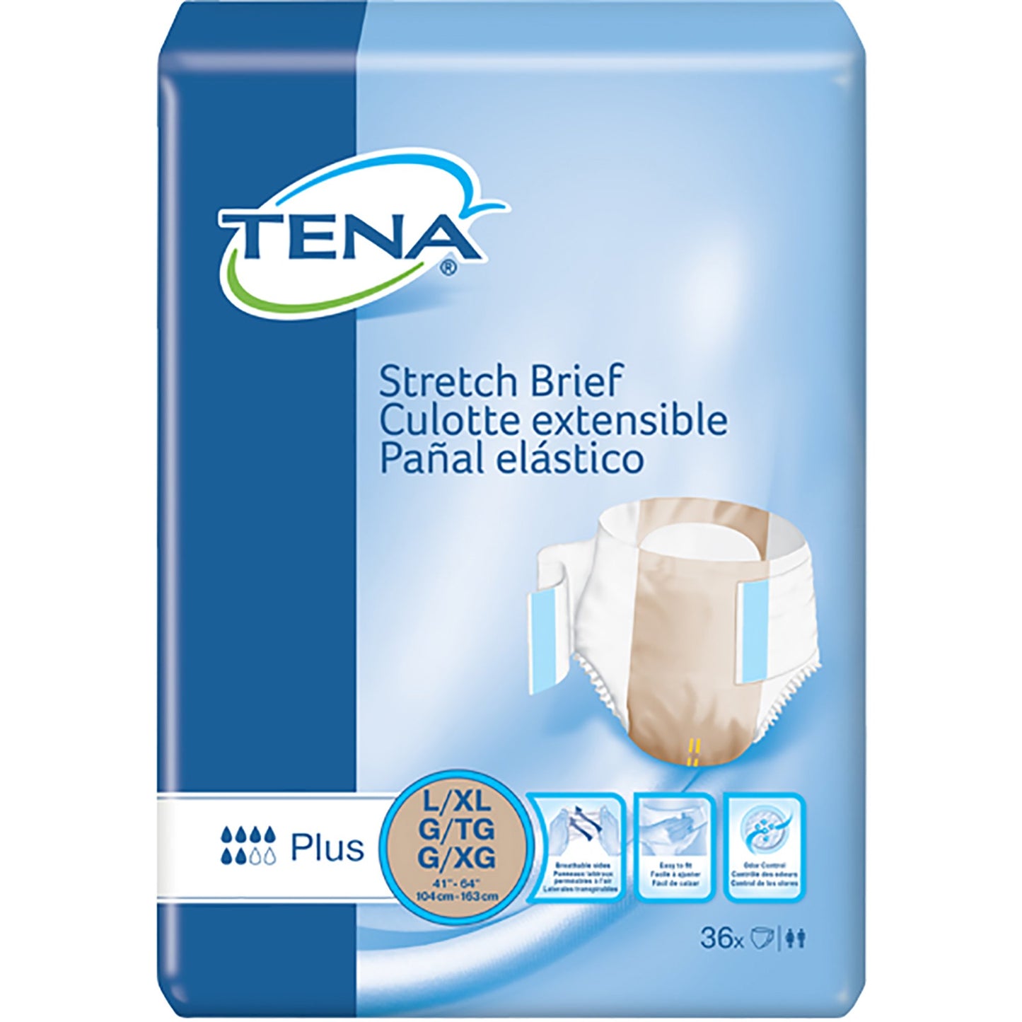 TENA® Stretch™ Plus Unisex Adult Incontinence Brief Large / X-Large Disposable Moderate Absorbency (959406_PK)