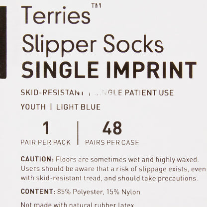 McKesson Terries™ Slipper Socks Unisex Child Single Tread Single Patient Use Light Blue (334873_CS)