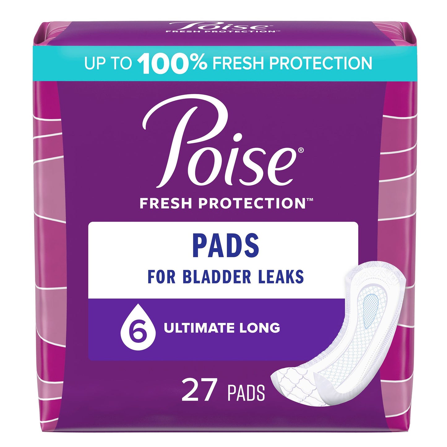 Poise® Fresh Protection™ Bladder Control Pad 15.9 Inch Length Heavy Absorbency Sodium Polyacrylate Core One Size Fits Most (802345_CS)