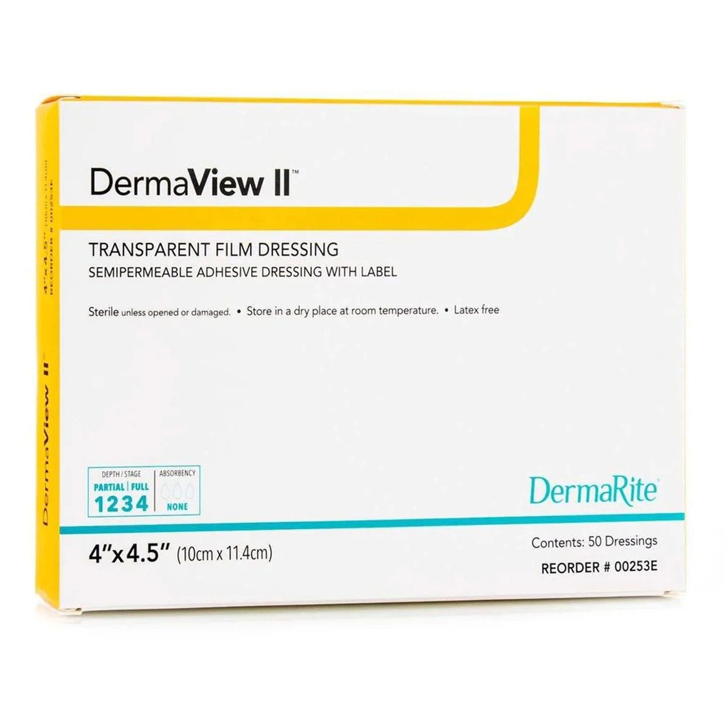 DermaView II™ Transparent Film Dressing 4 X 4-1/2 Inch Frame Style Delivery Rectangle Sterile (584138_BX)