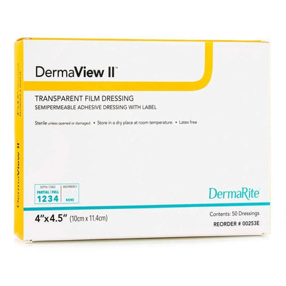 DermaView II™ Transparent Film Dressing 4 X 4-1/2 Inch Frame Style Delivery Rectangle Sterile (584138_BX)
