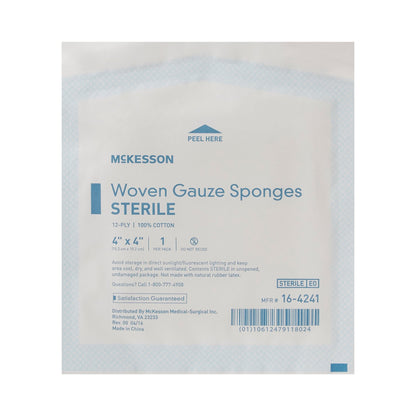 McKesson Gauze Sponge 4 X 4 Inch 12-Ply Sterile 1 per Pack (446027_CS)