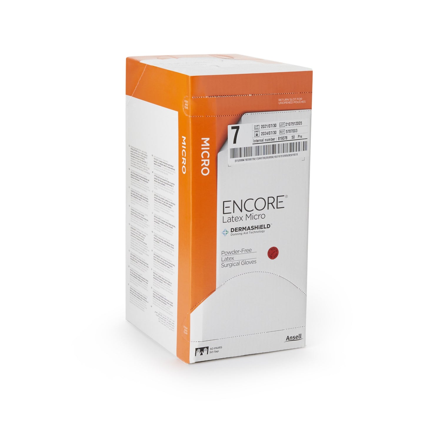 ENCORE® Latex Micro Surgical Glove Size 7 Sterile Latex Standard Cuff Length Micro-Textured Brown Chemo Tested (362177_CS)