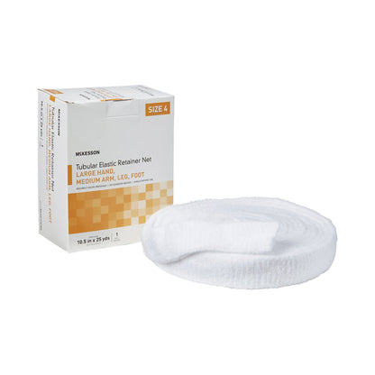 McKesson Elastic Net Retainer Dressing Tubular Elastic 10-1/2 Inch X 25 Yard (26.7 cm X 22.9 m) Size 4 White Large Hand / Medium Arm / Leg / Foot NonSterile (1113348_CS)
