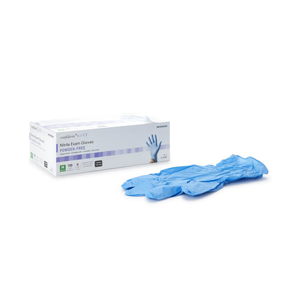 McKesson Confiderm® 6.5CX Exam Glove Medium NonSterile Nitrile Extended Cuff Length Textured Fingertips Blue Chemo Tested (921607_CS)