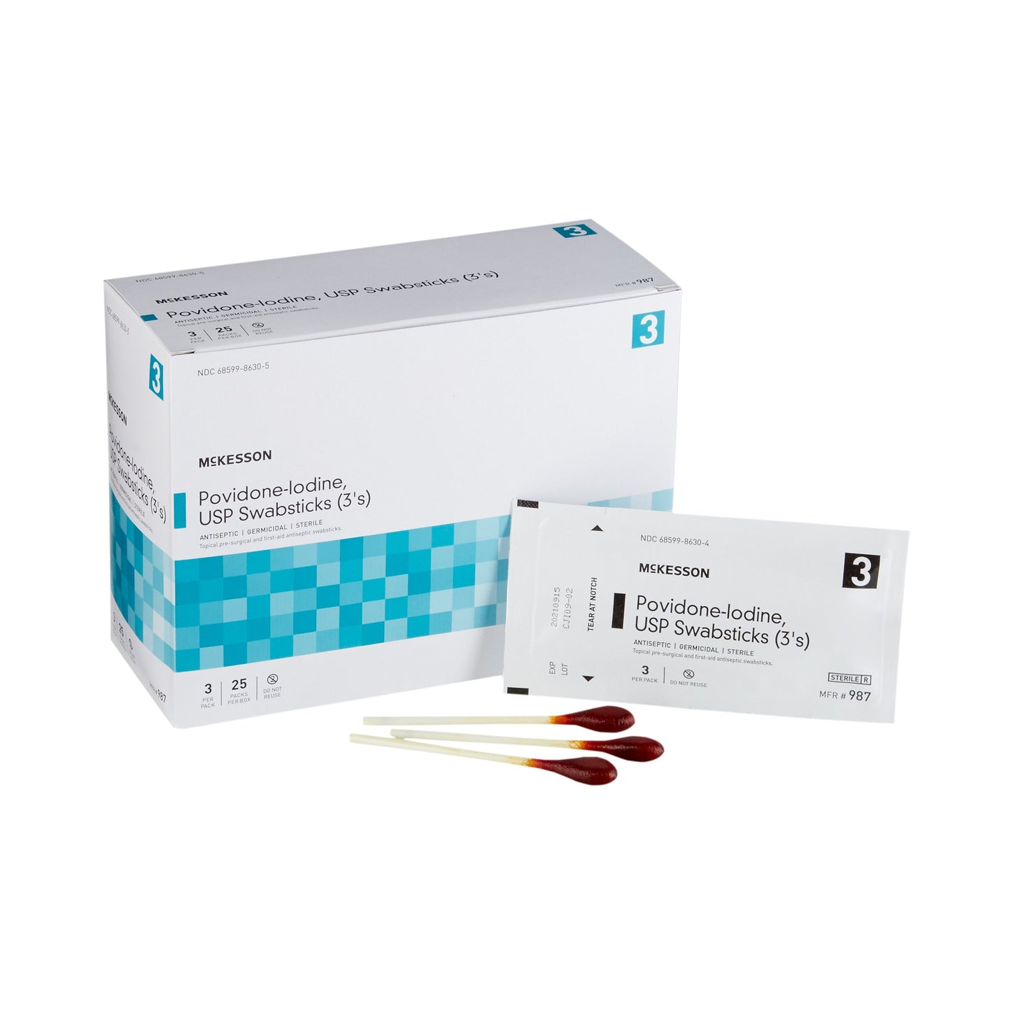 McKesson Impregnated Swabstick 10% Strength Povidone-Iodine Individual Packet Sterile (854753_BX)