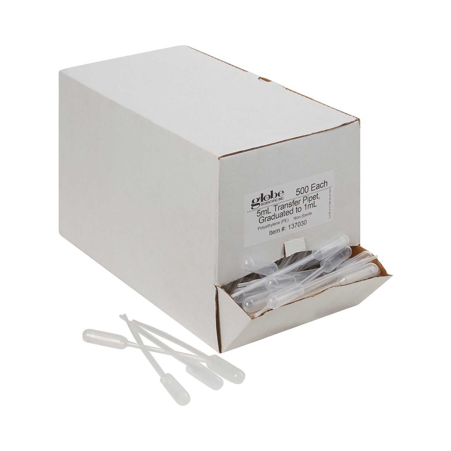 Globe Scientific Transfer Pipette 5 mL 0.25 mL Graduation Increments NonSterile (541271_CS)