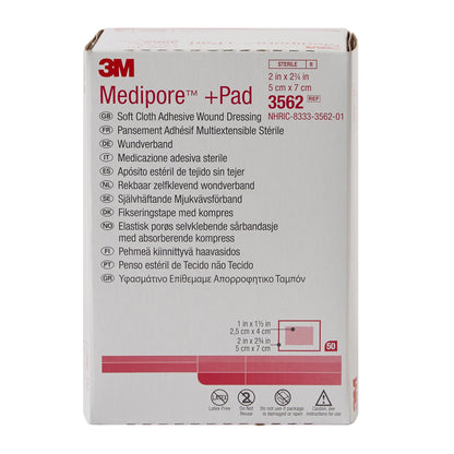3M™ Medipore™ Composite Dressing 2 X 2-3/4 Inch Rectangle Sterile Nonwoven Backing (324093_BX)
