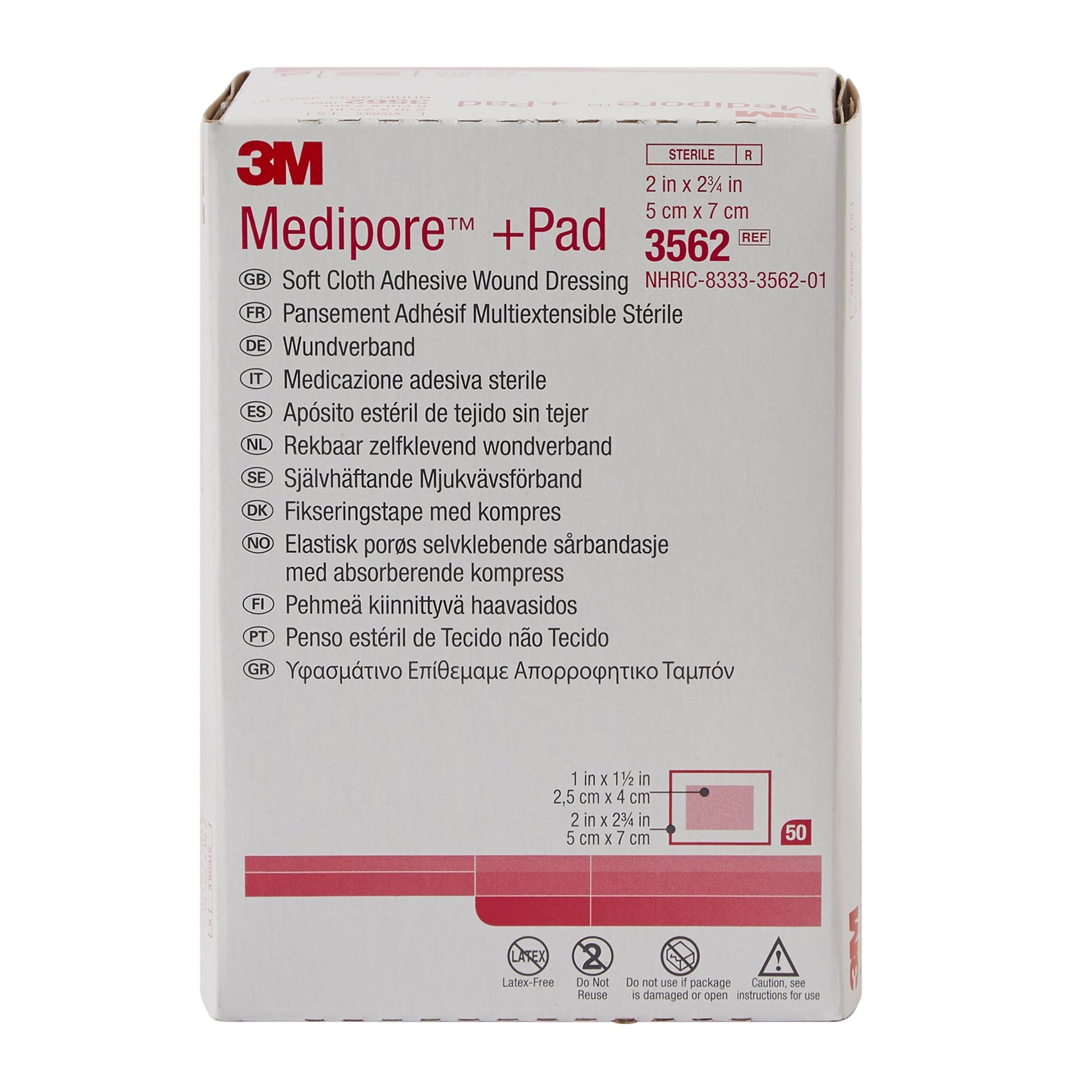 3M™ Medipore™ Adhesive Dressing 2 X 2-3/4 Inch Soft Cloth Rectangle Wh