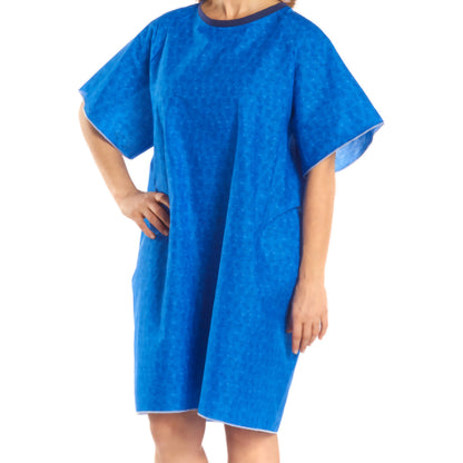 TieBack™ Patient Exam Gown One Size Fits Most Blue Marble Print Reusable (879846_EA)