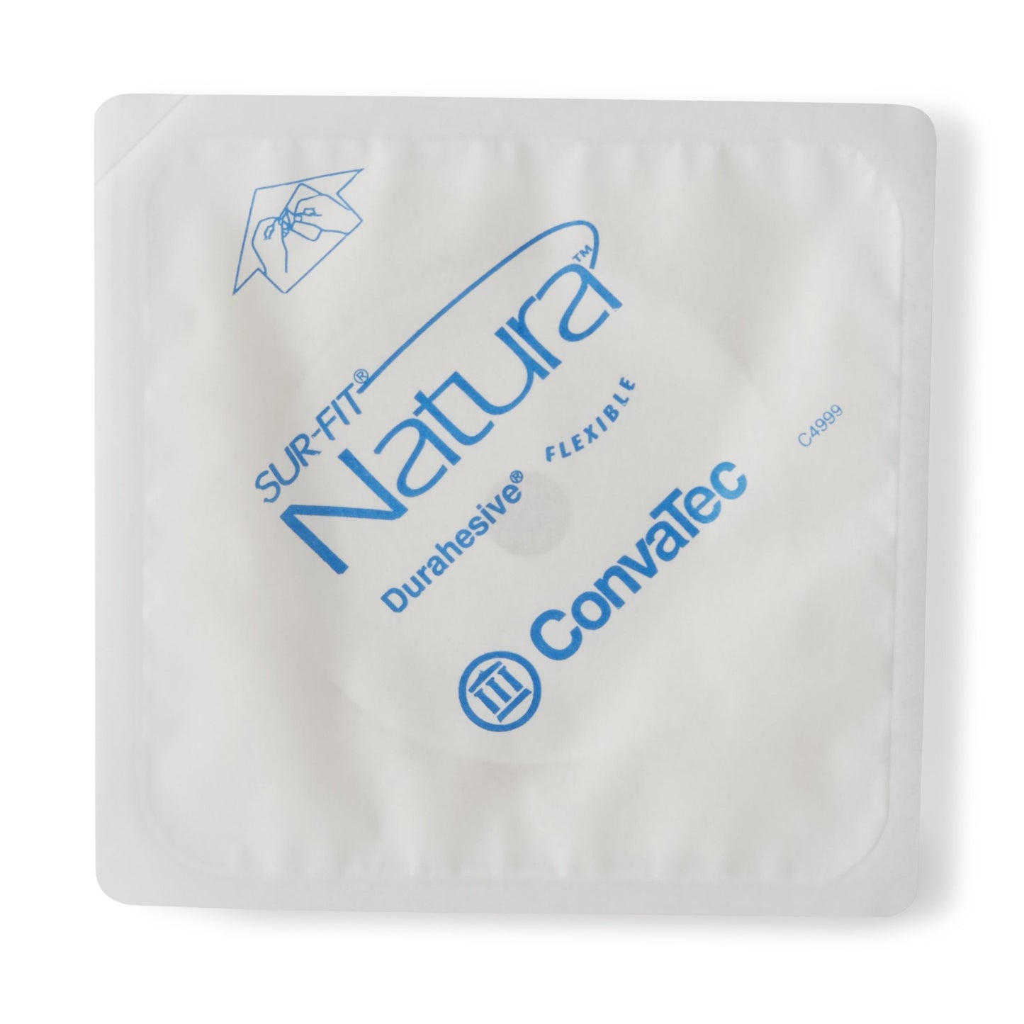 Sur-Fit Natura® Ostomy Barrier Trim to Fit, Extended Wear Durahesive® Adhesive 45 mm Flange Hydrocolloid 1 to 1-1/4 Inch Opening 4 X 4 Inch (461920_BX)