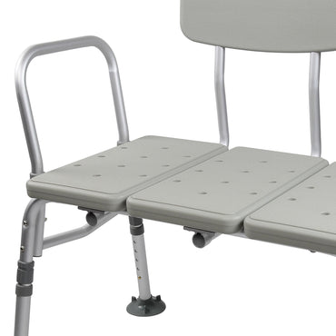 McKesson Knocked Down Bath Transfer Bench Removable Arm Rail 17-1/2 to 22-1/2 Inch Seat Height 400 lbs. Weight Capacity (1088139_CS)