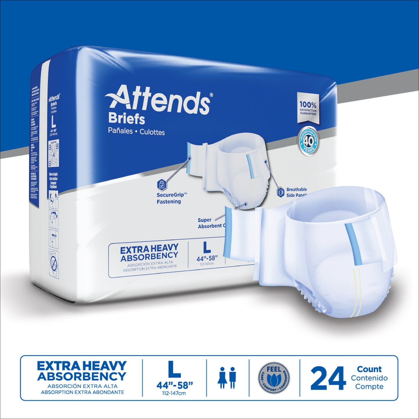 Attends® Care Advanced Unisex Adult Incontinence Brief Large Disposable Heavy Absorbency (957930_CS)