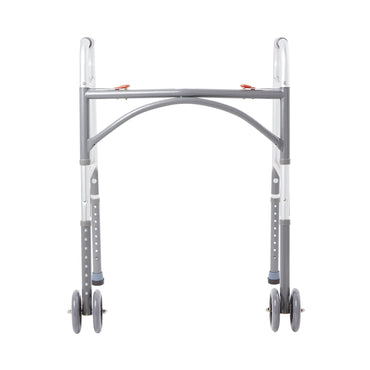 McKesson Bariatric Dual Release Folding Walker with Wheels Adjustable Height Steel Frame 500 lbs. Weight Capacity 32 to 39 Inch Height (1065261_EA)