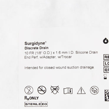 McKesson Brand Wound Drain Tube Round Type With Trocar Round Perforated Channel Type 10 Fr. Size Sterile (491312_CS)
