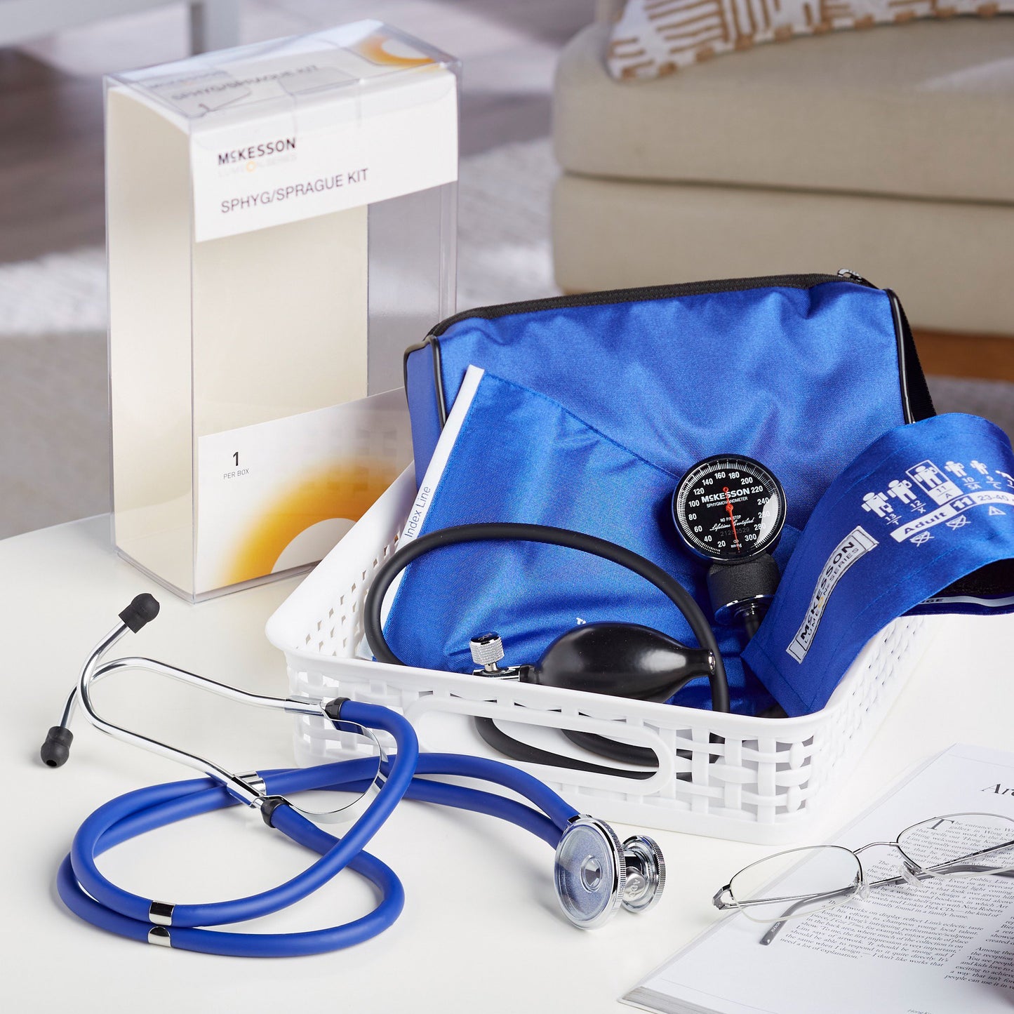 McKesson Brand Reusable Aneroid / Stethoscope Set 23 to 33 cm Adult Cuff Dual Head Sprague Stethoscope Pocket Aneroid (803194_BX)