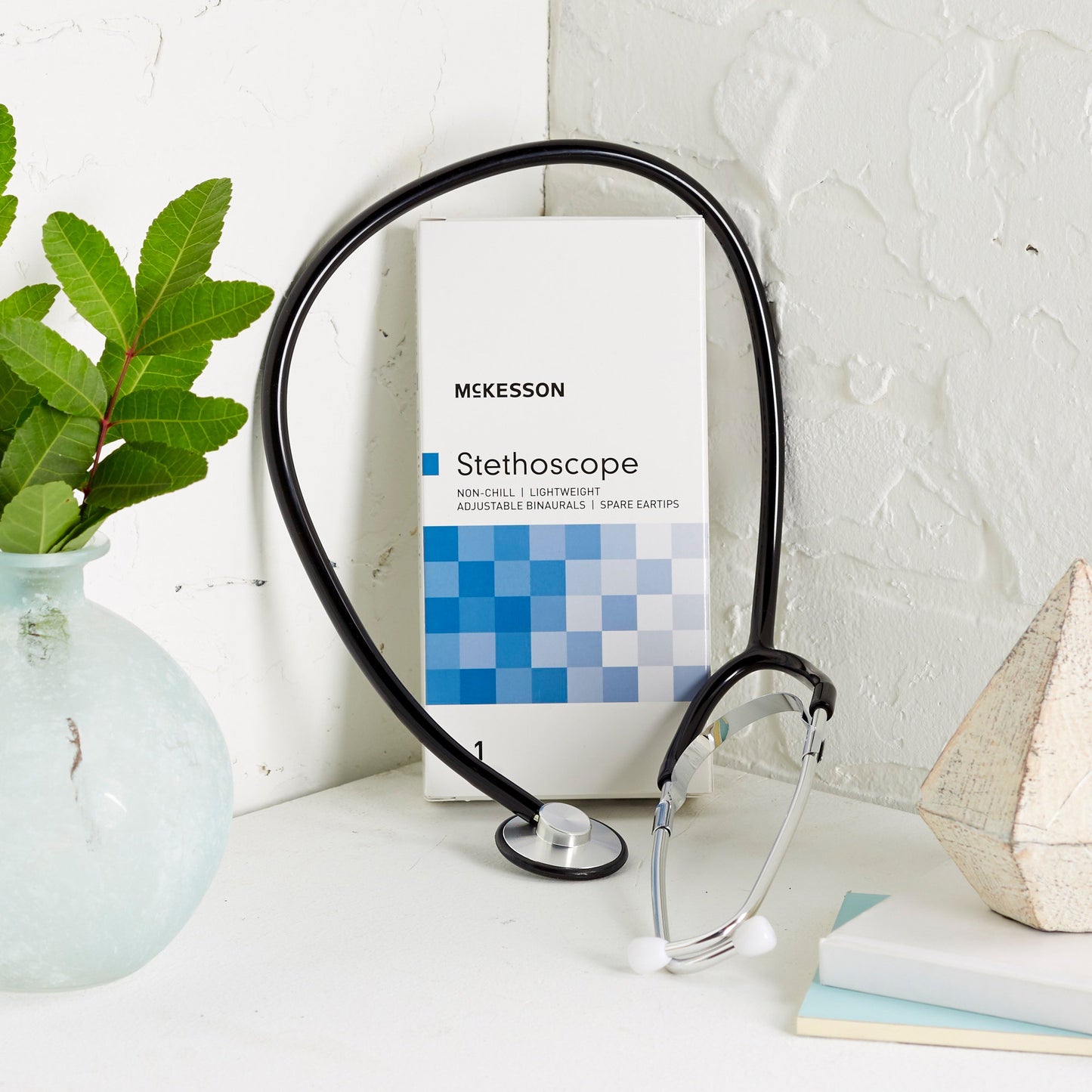 McKesson General Exam Stethoscope Black 1-Tube 21 Inch Tube Single Sided Chestpiece (363736_EA)