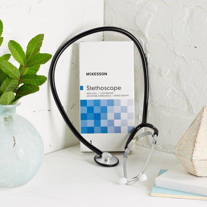 McKesson General Exam Stethoscope Black 1-Tube 21 Inch Tube Single Sided Chestpiece (363736_EA)