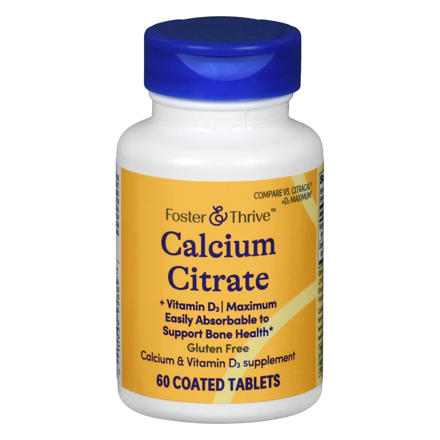 Foster & Thrive™ Joint Health Supplement Calcium Citrate / Vitamin D3 500 IU - 630 mg Strength Tablet 60 per Bottle (1246966_BT)