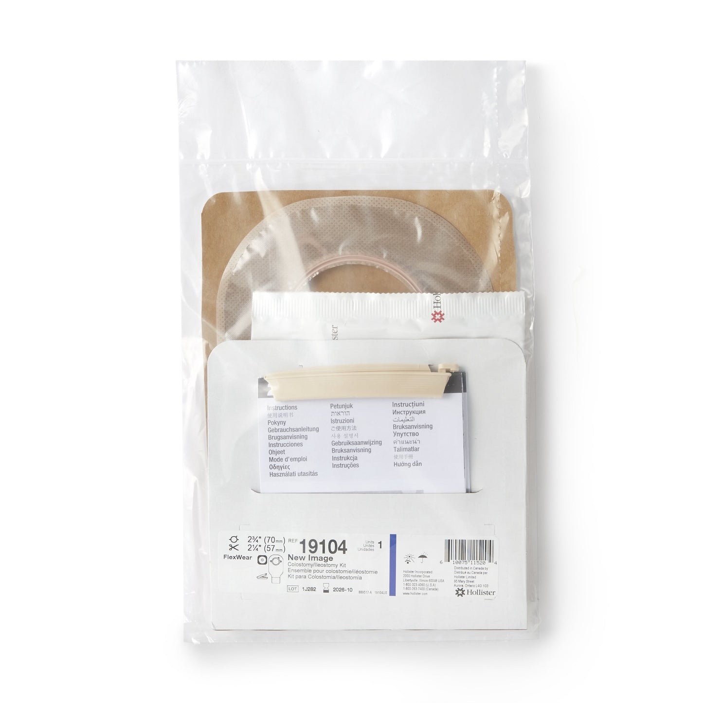 New Image™ Ileostomy / Colostomy Pouch Two-Piece System 12 Inch Length Flat, Trim to Fit 2-1/4 Inch Stoma Drainable (532941_BX)