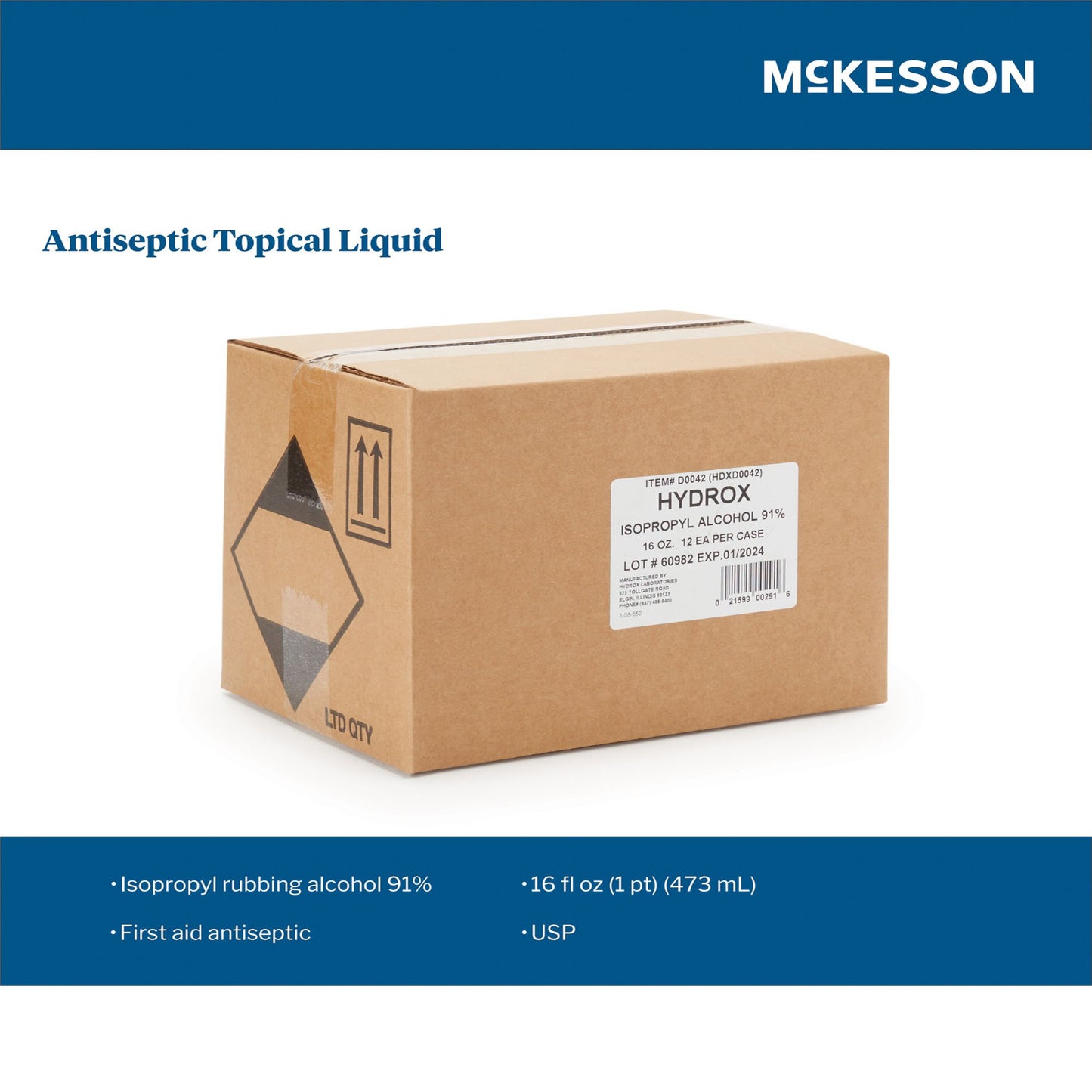 McKesson Brand Antiseptic Isopropyl Alcohol Topical Liquid 16 oz. Bottle (704316_CS)