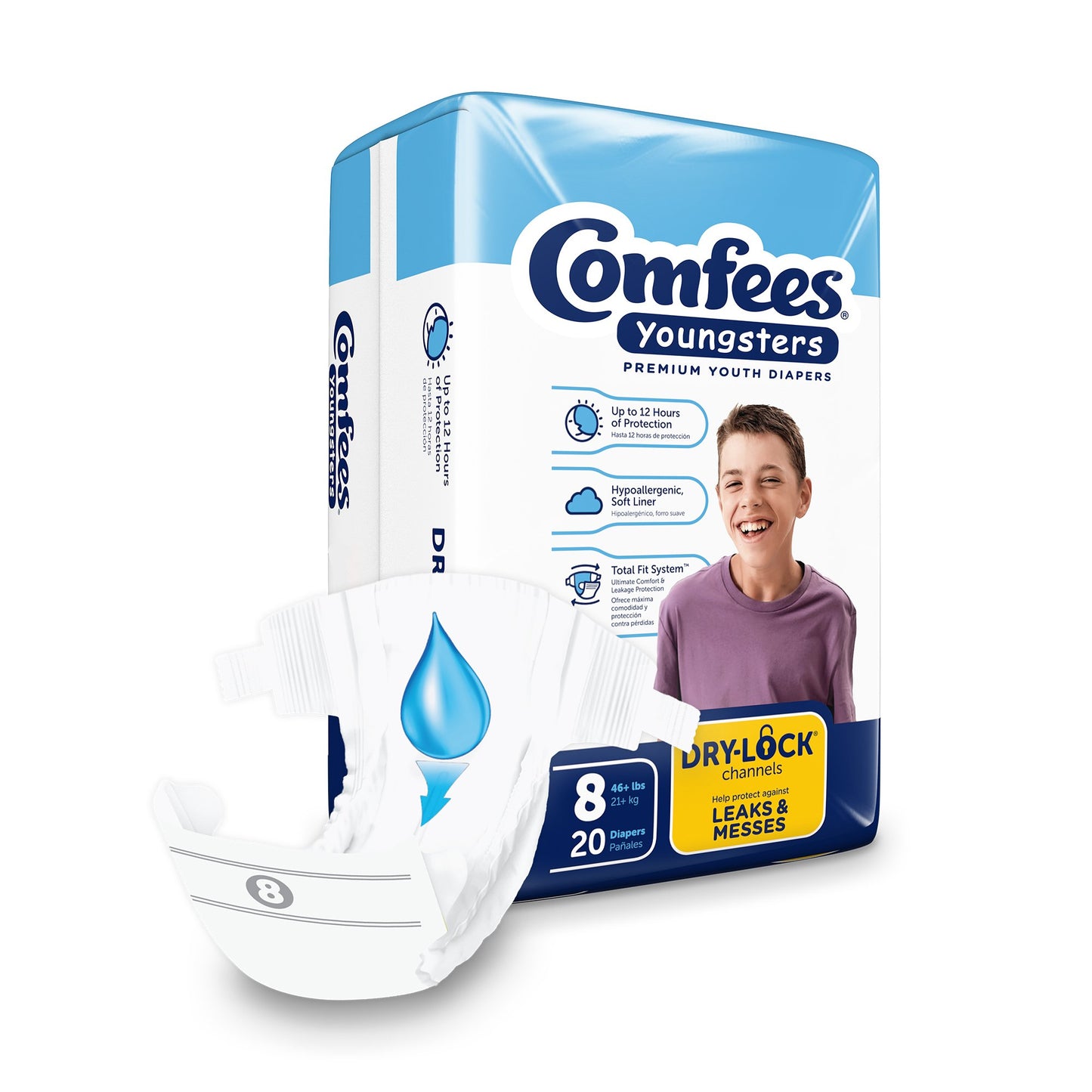 Comfees® Youngsters Unisex Youth Incontinence Brief Size 8 Disposable Heavy Absorbency (1254293_CS)