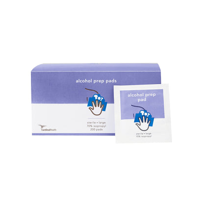Cardinal Health Alcohol Prep Pad 70% Strength Isopropyl Alcohol Individual Packet Large Sterile (1204057_BX)