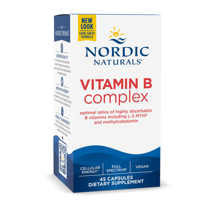 Nordic Naturals® Vitamin B Complex Dietary Supplement Vitamin B1 37 mg Strength Capsule 45 per Bottle (1264954_BT)