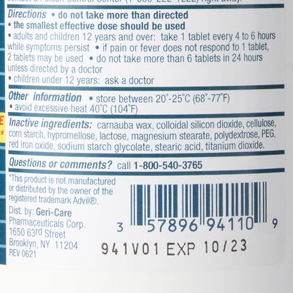 Geri-Care® Pain Relief 200 mg Strength Ibuprofen Tablet 1000 Per Bottle (1181156_BT)