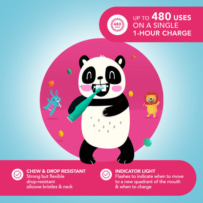 ISSA™ baby Sonic Toothbrush Kiwi Green Panda Ages Birth to 4 Years Silicone (1252886_EA)