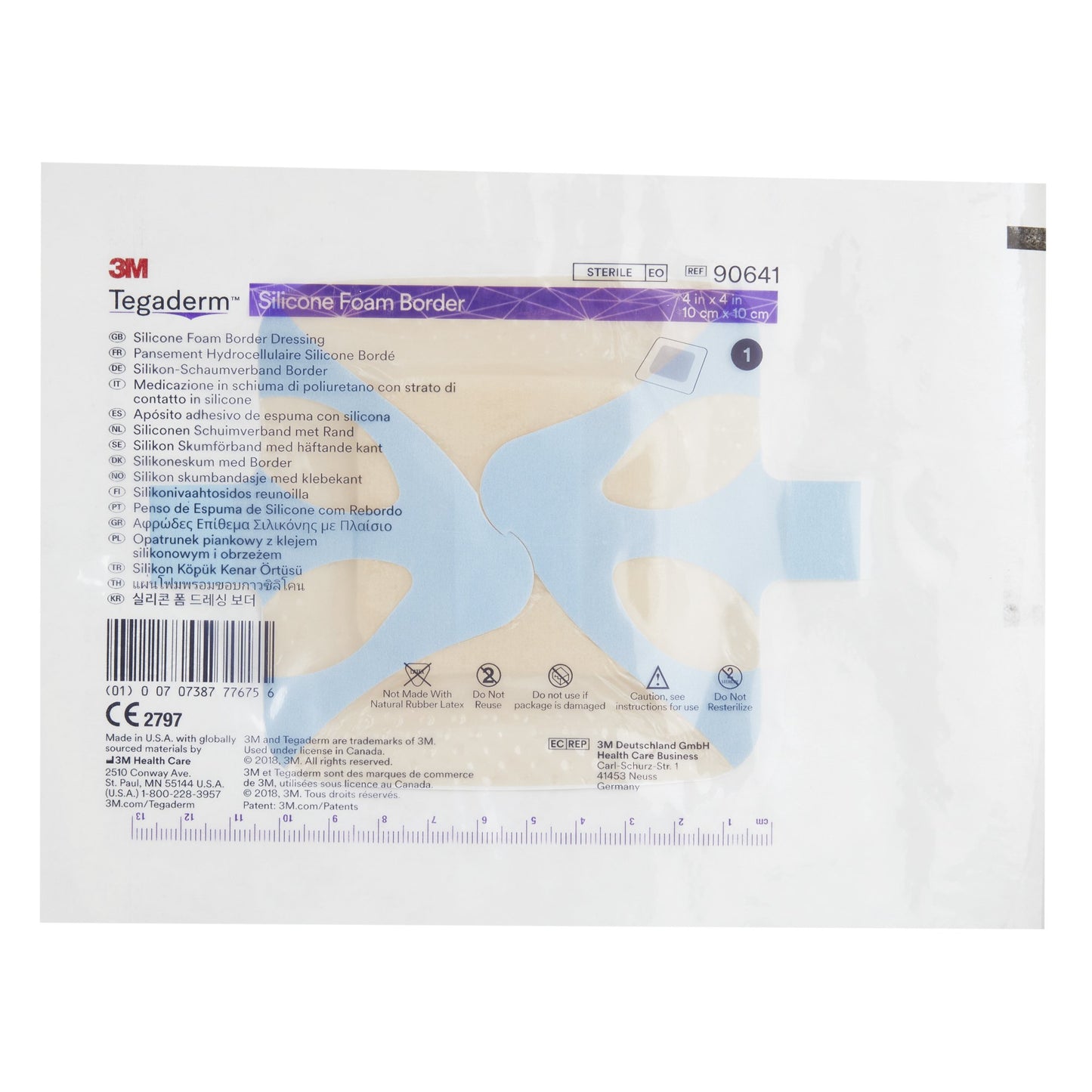 3M™ Tegaderm™ Foam Dressing 4 X 4 Inch With Border Film Backing Silicone Adhesive Square Sterile (842349_BX)