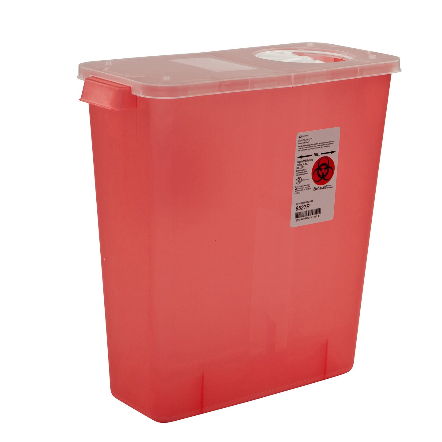In-Room™ Sharps Container Translucent Red Base 13-3/4 H X 13-3/4 W X 6 D Inch Vertical Entry 3 Gallon (223368_CS)