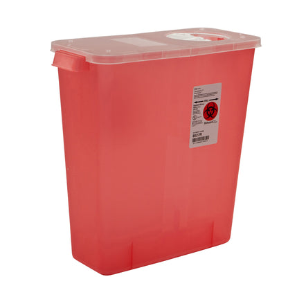 In-Room™ Sharps Container Translucent Red Base 13-3/4 H X 13-3/4 W X 6 D Inch Vertical Entry 3 Gallon (223368_CS)