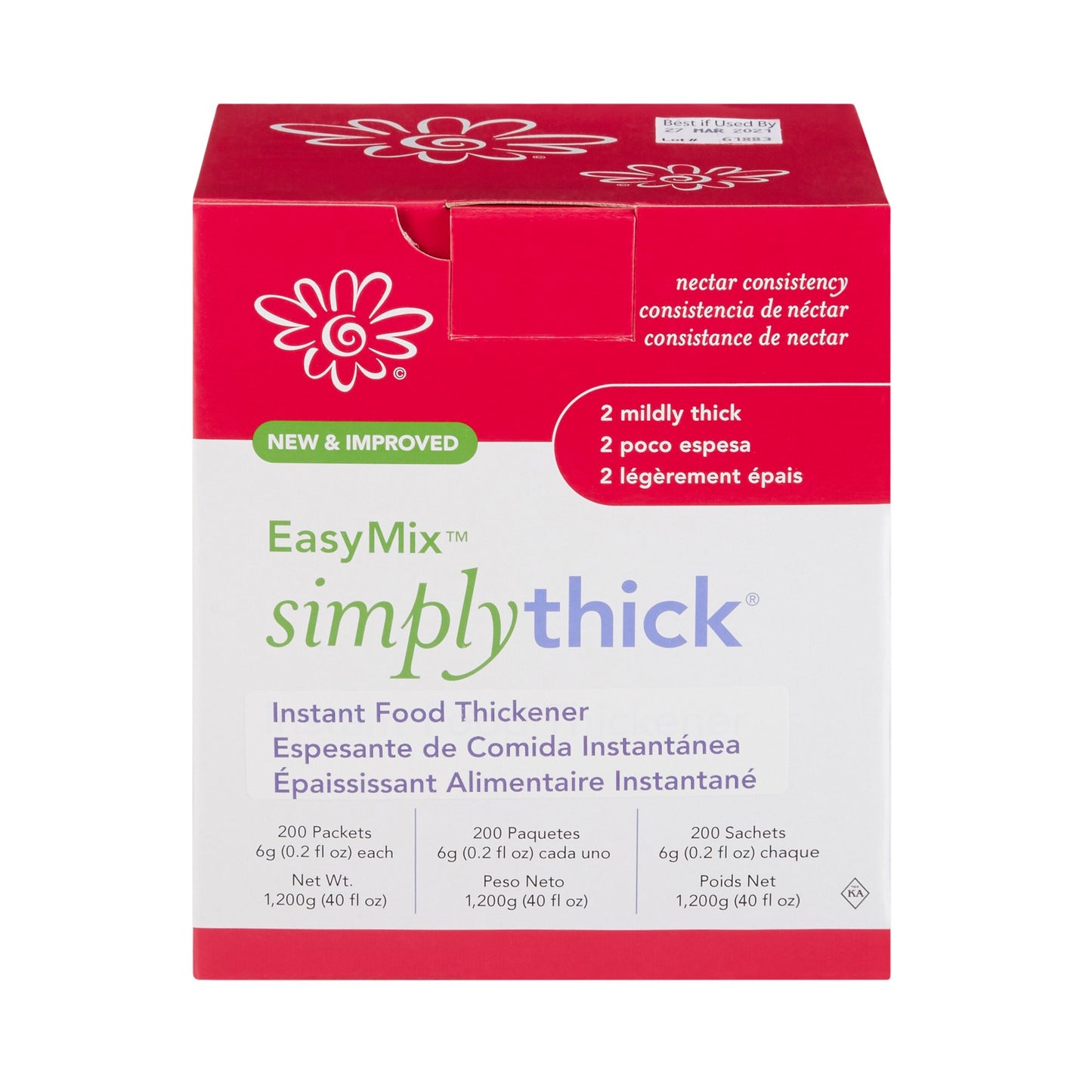 SimplyThick® Easy Mix Food and Beverage Thickener 6 Gram Individual Packet Unflavored Gel IDDSI Level 2 Mildly Thick (1087567_EA)
