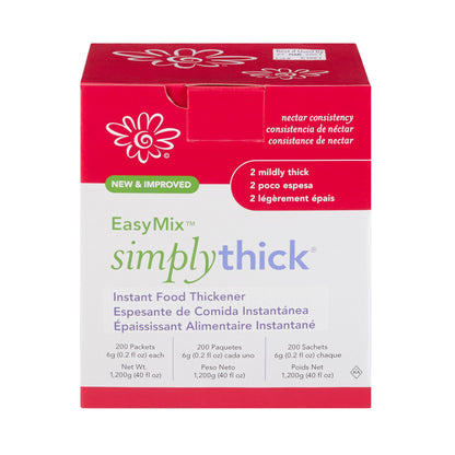 SimplyThick® Easy Mix Food and Beverage Thickener 6 Gram Individual Packet Unflavored Gel IDDSI Level 2 Mildly Thick (1087567_BX)