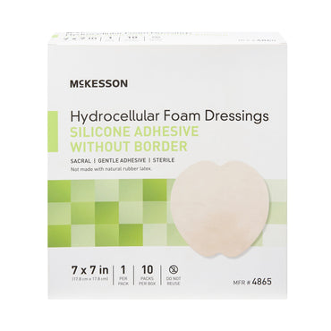 McKesson Foam Dressing 7 X 7 Inch Without Border Film Backing Silicone Gel Adhesive Sacral Sterile (1083088_BX)