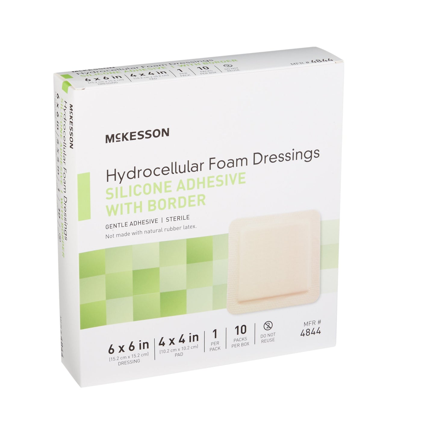 McKesson Foam Dressing 6 X 6 Inch With Border Film Backing Silicone Gel Adhesive Square Sterile (886433_BX)