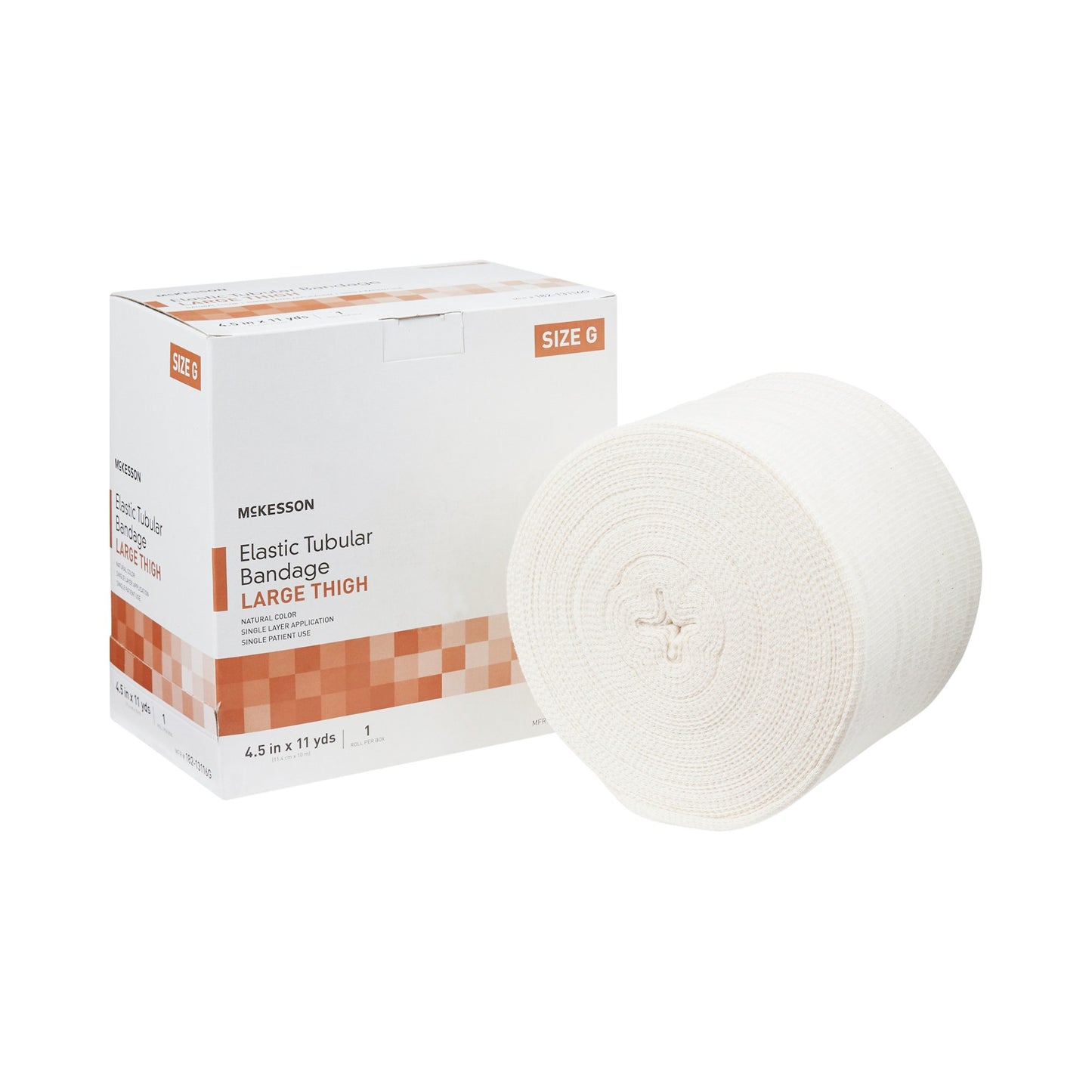 McKesson Spandagrip™ Elastic Tubular Support Bandage 4-1/2 Inch X 11 Yard Large Thigh Pull On Natural NonSterile Size G Standard Compression (1112850_CS)